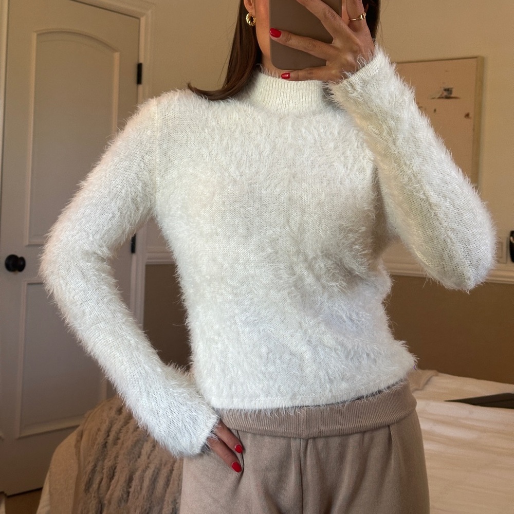 Tiger Mist Cream Fuzzy Sweater